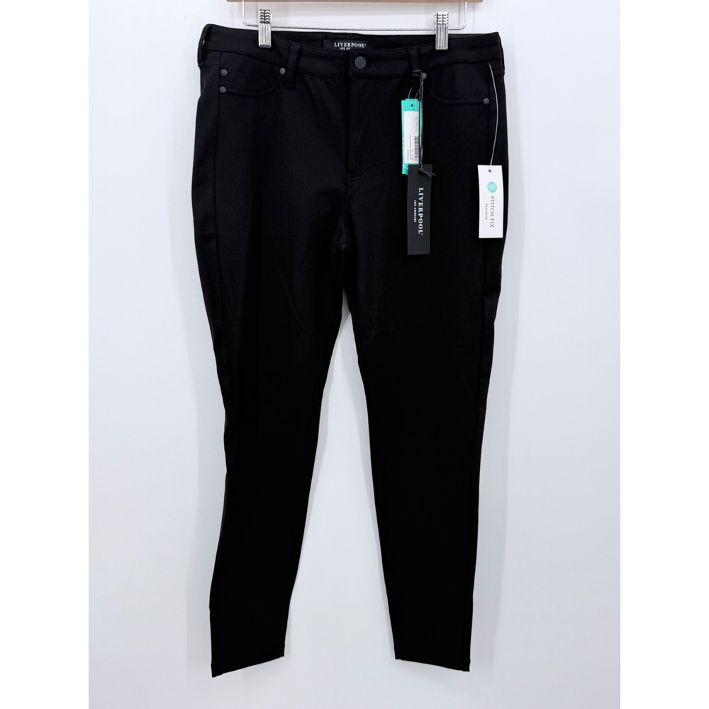 Liverpool Jacqueline Skinny Pant Women 12 Black Stretch Ponte New With Tags